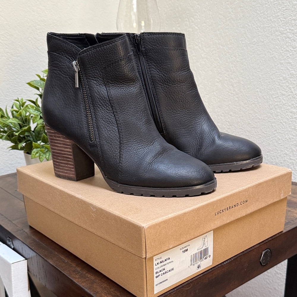 Lucky Brand Black Heeled Ankle Boots